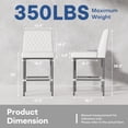 thumbnail image 2 of Genpo Counter Height Bar Stools Set of 2, 26" Industrial Kitchen Counter Height Stools with Back, White Leather Barstools with Padded Seat and Painted Metal Frame for Kitchen Island, 2 of 9