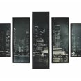 thumbnail image 4 of 5 Piece Wooden Wall Decor with View of Skyscrapers, Black and White, 4 of 5