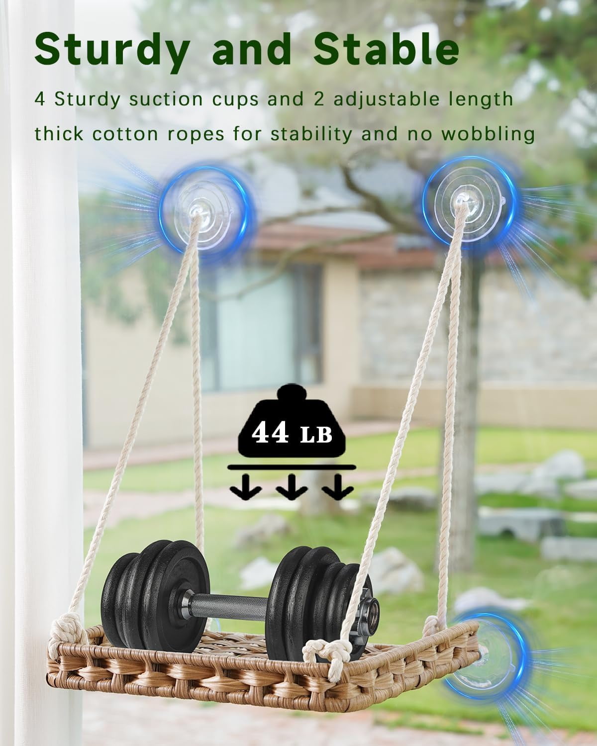 Cat Window Perch 2 Pack,Cat Window Hammock Bed for Indoor Cats,Large Handwoven PE Rattan Window Seat,4 Suction Cups,Double Sided Washable Cushion Bed, Pet Kittens Natural