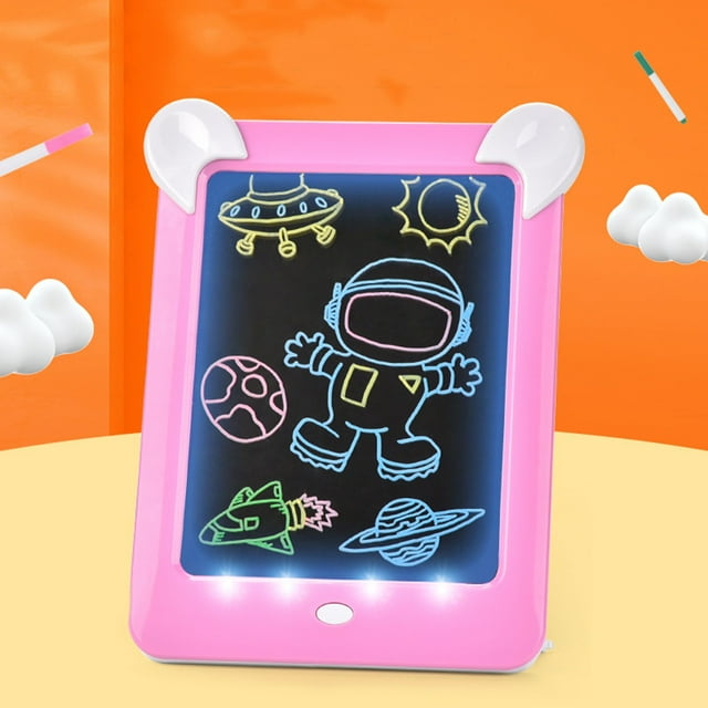 HaoXun LED Light Up Drawing Tablet - 3D LCD Colorful Doodle Board Electronic Writing Pad with Environmental Battery for Creative Learning and Holiday Gifts