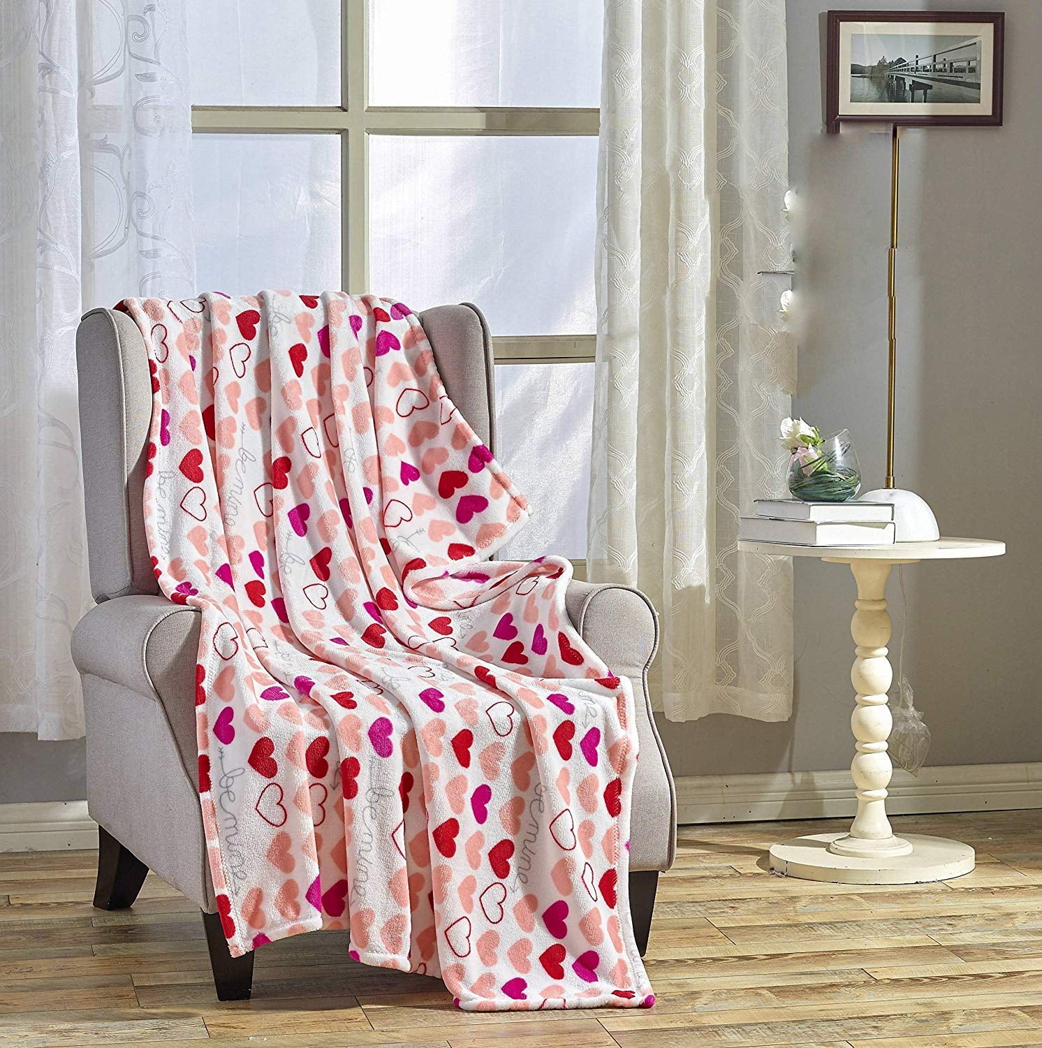 Décor&More Love Collection Heart Ultra Plush Throw Blanket (50" x 60