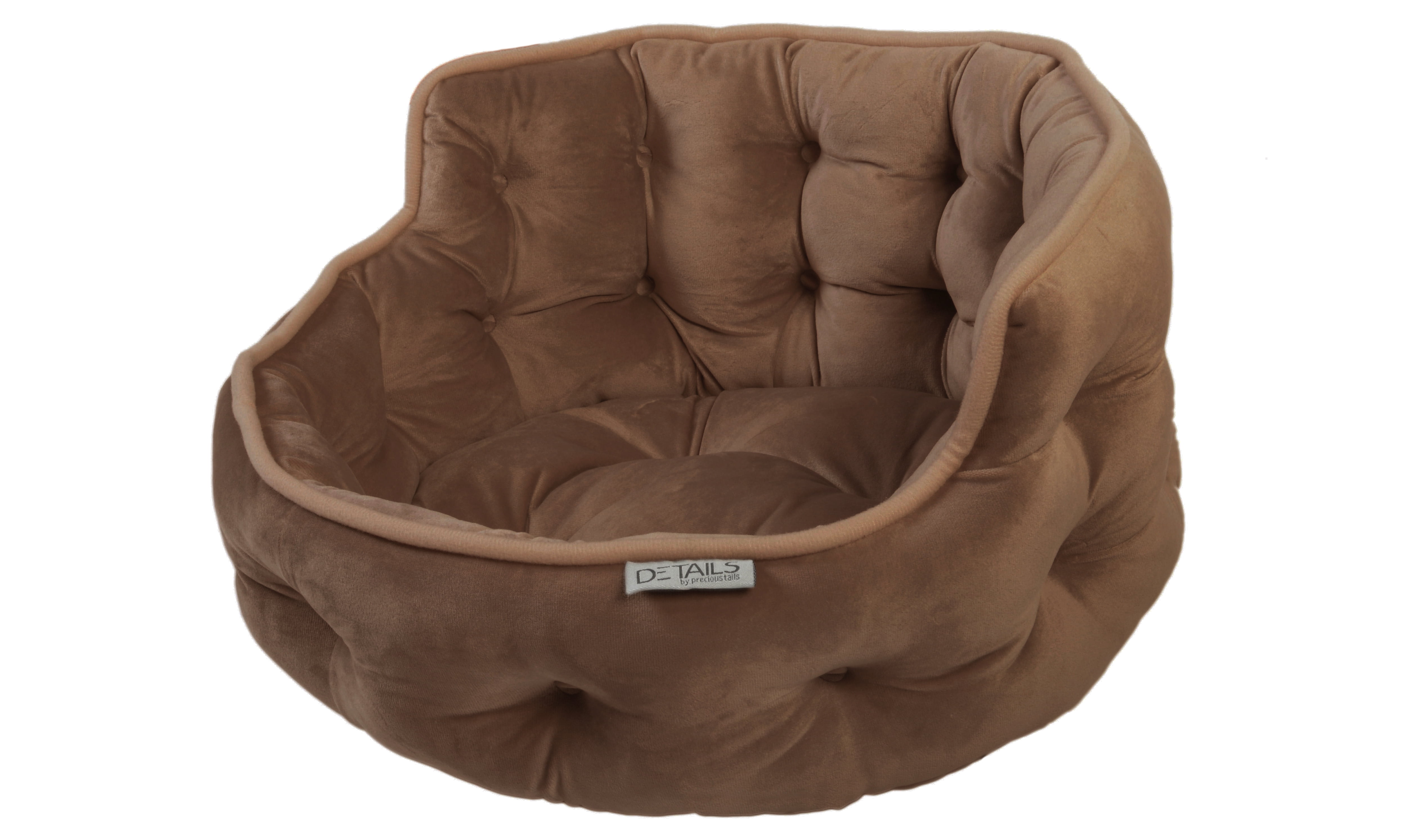 Precious Tails Ultra Plush Mini Tufted Velvet Round Cuddler Dog Cat Pet Bed - Small