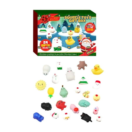 Aozowin 24Pcs Christmas Animal Toys Stress Relief Set Slow Rising Fidget Toys Advent Calendar Gift for Kids Adults