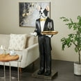 thumbnail image 2 of 26" x 64" White Resin Floor Waiter Dog Sculpture with Gold Bow Tie and Plate, by DecMode, 2 of 9