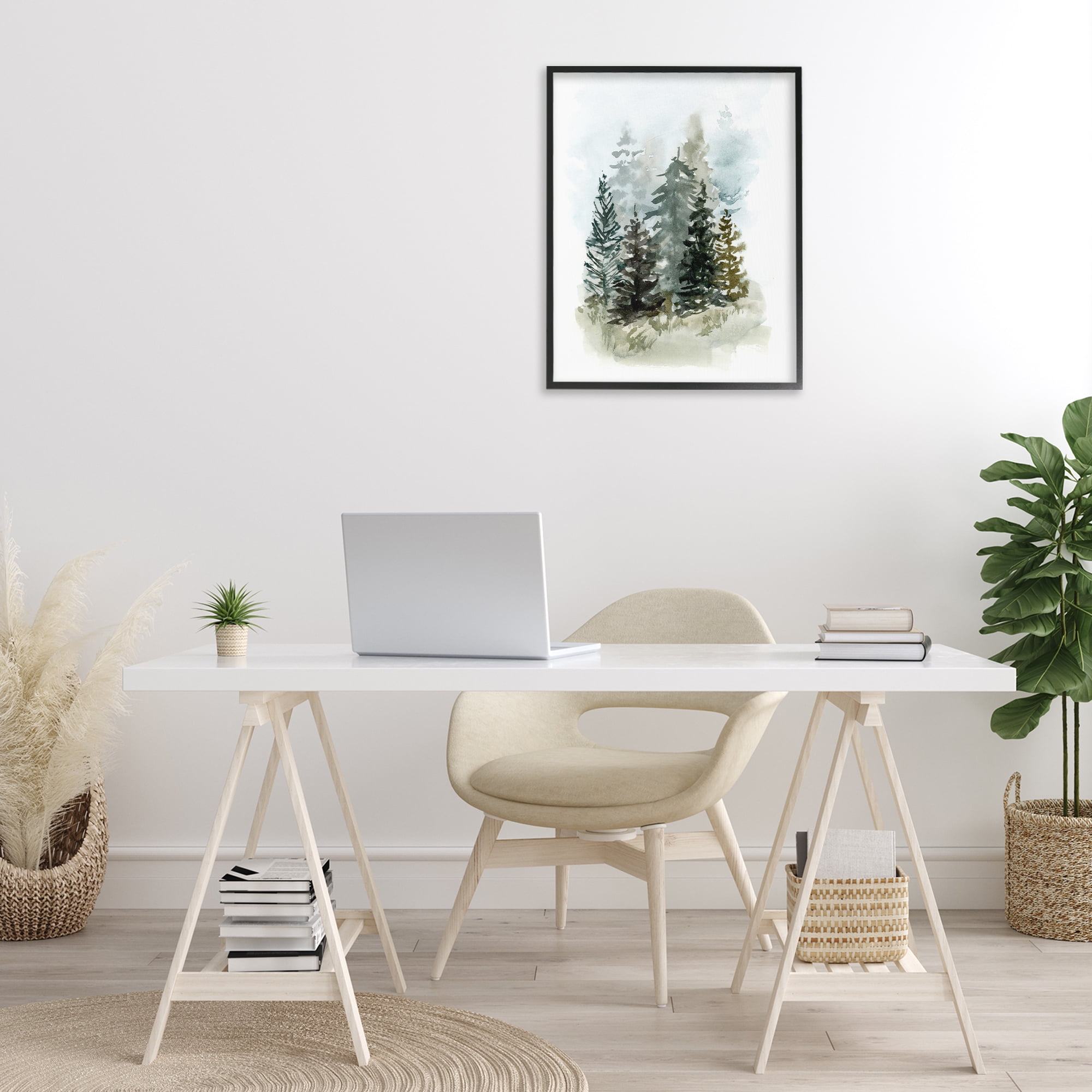 Stupell Industries Layered Forest Trees Botanical & Floral Painting Black Framed Art Print Wall Art, 24 x 30