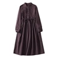 thumbnail image 2 of Ovzne Robes d'Été pour Femmes Robe d'Été Robe Ample pour Femmes Couleur Unie Robe Longue Ample Grande Taille Robe Maxi Manches Longues Imprimée Liquidation, 2 of 7