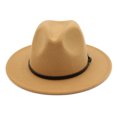 thumbnail image 6 of Unisex Wool Fedora Hat Wide Brim Belt Band Vintage Party Church Fashion Hat, 6 of 7
