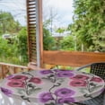 thumbnail image 2 of Ambesonne Poppy Fitted Round Tablecloth, Vertical Floral Pattern Print, 56"- 60" Diameter, Violet Pale Sage Green, 2 of 5