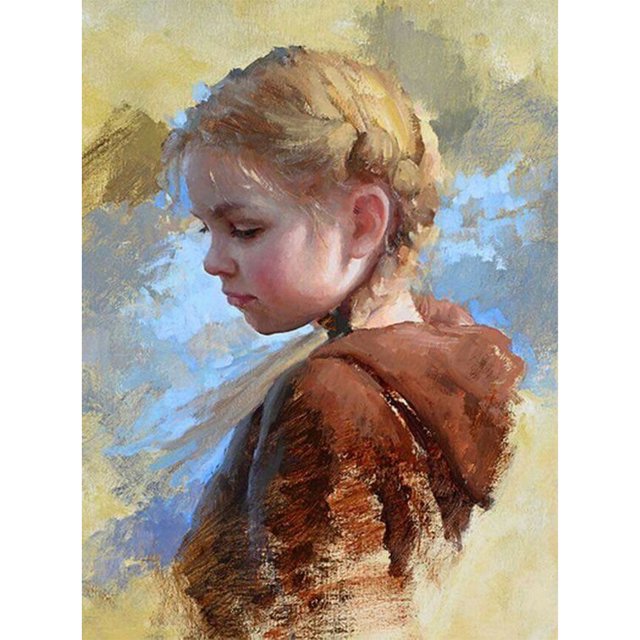 Kit de pintura al óleo de niña tierna acrílica por números DIY pintura lienzo sin marco (B) Hugtrwg Para estrenar
