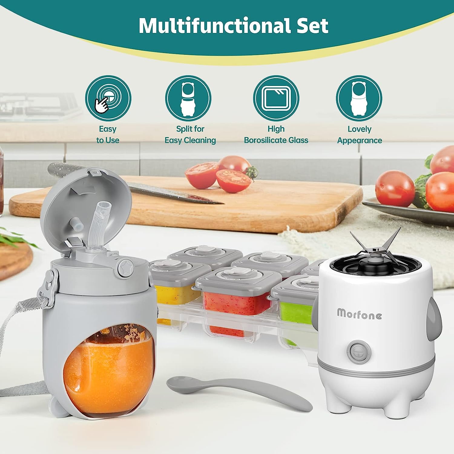 Baby Food Maker with Kitchen Scale Wireless Baby Food Blender 15-in-1 Baby  Food Processor Set, Food Puree Machine, Silicone spoons, Storage