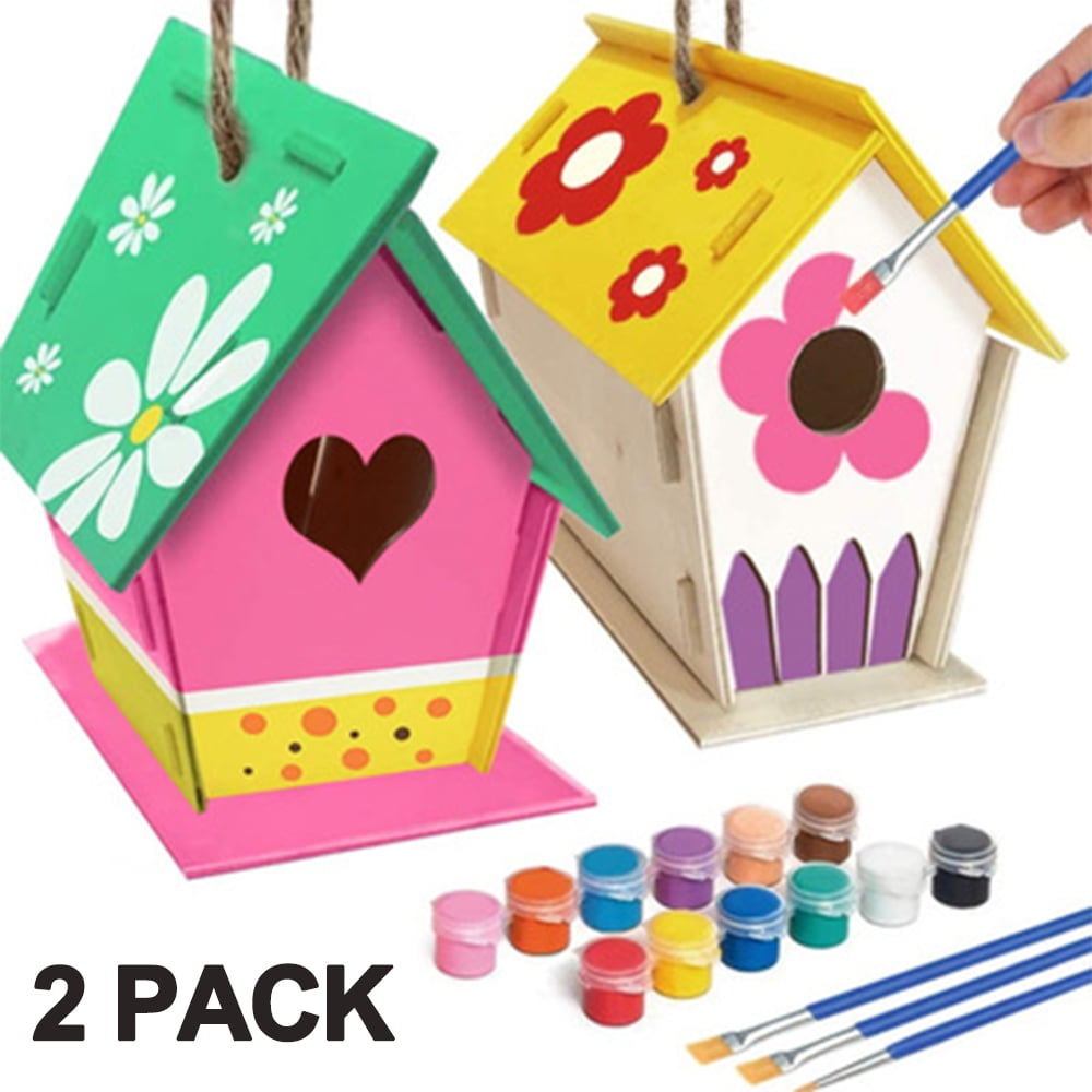  Arts and Crafts for Kids Ages 4-8 8-12, 2 Pack DIY Bird House  Wind Chime Kids Crafts, Craft Kits for Girls Boys Toddlers 4-6 6-8,  Painting Kits Includes Paints & Brushes : Toys & Games