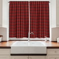 thumbnail image 2 of Ambesonne Buffalo Check Kitchen Curtains, Plaid Pattern Art, 55"x24", Scarlet and Black, 2 of 3