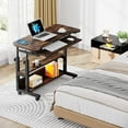 thumbnail image 2 of Portable Desk with Power Outlets, Height Adjustable Side Table Sofa Couch Bedside Laptop Computer Cart with USB Charging Ports, Mobile Small Standing Desk with Keyboard Tray, 2 of 7