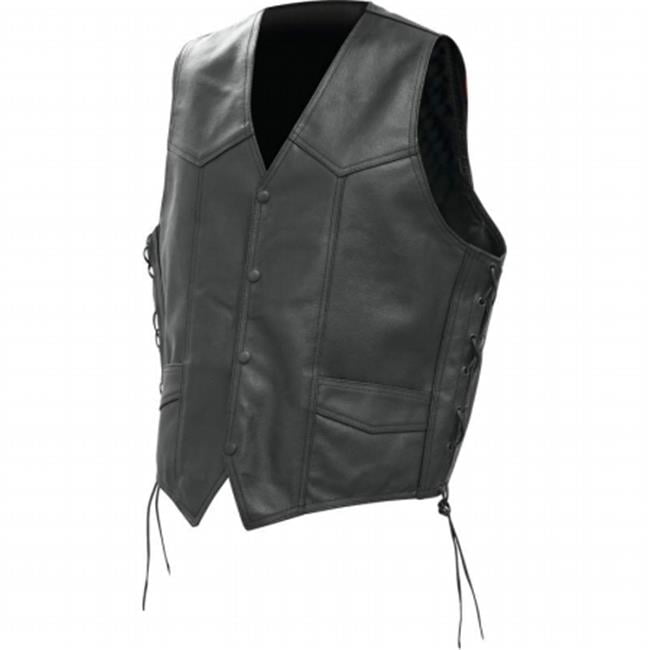 Womens Leather Waistcoat Black Genuine Top Grain Buffalo Leather Sleeveless Jacket/Vest 