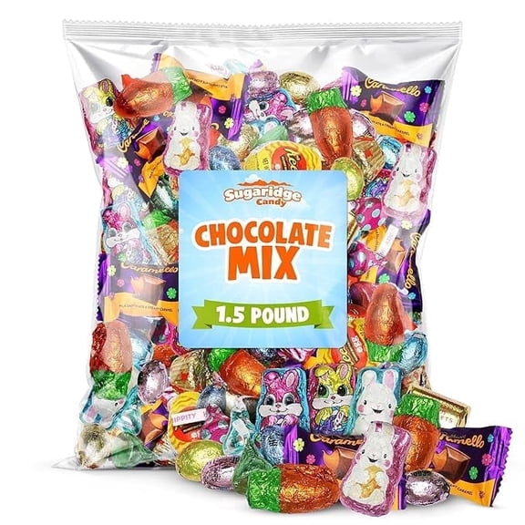 Bulk Easter Candy Bulk - 1.5 Pound Easter Candy Assorted Chocolate Candy Variety Pack for Easter Parties, Egg Hunts & Basket Fillers