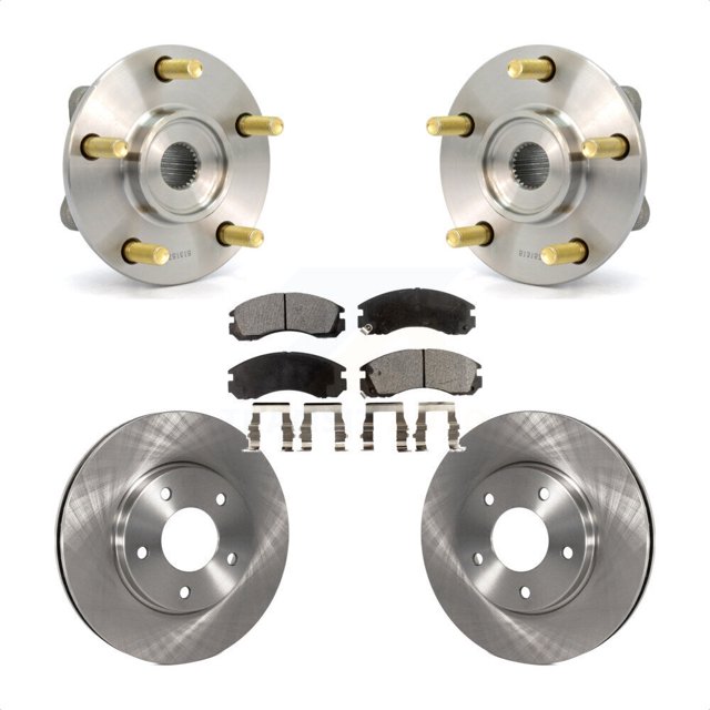 Transit Auto Front Hub Bearing Assembly Disc Brake Rotors and Ceramic Pads Kit for Car 2000 Mitsubishi Eclipse 3.0L KBB-100442