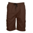 thumbnail image 5 of Jacenvly Men's Casual Summer Shorts Solid Trendy Plus Size Board Shorts Soft Satiny Men's Sport Pure Color Bandage Loose Sweatpants Drawstring Shorts Pant Brown, 5 of 7