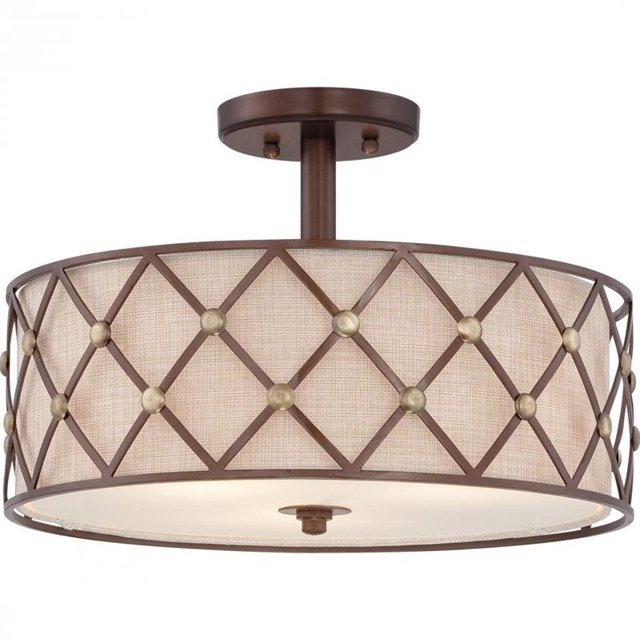 Quoizel Brown Lattice Large Semi Flush Mount in Copper Canyon