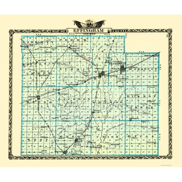 Effingham County Illinois Warner 1870 23.00 x 27.42 Glossy Satin Paper