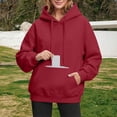 thumbnail image 2 of Norvella Womens Hidden Zipper Pocket Hoodies Long Sleeve Hooded Sweatshirt Drawstring Kangaroo Pocket Banded Relaxed Fit Casual Pullover Top, 2 of 4