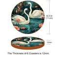 thumbnail image 3 of Swan 6PCS Round Coasters, Microfiber Leather Cup Coasters Set of 6, 11x11 cm/4.3x4.3 in Drink Coasters for Home Decor, 3 of 6
