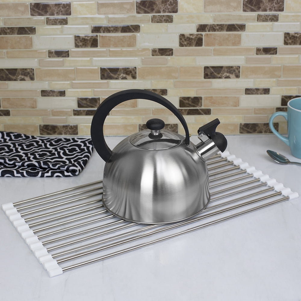 MultiPurpose Flexible Silicone and Stainless Steel Roll Up Dish Drying