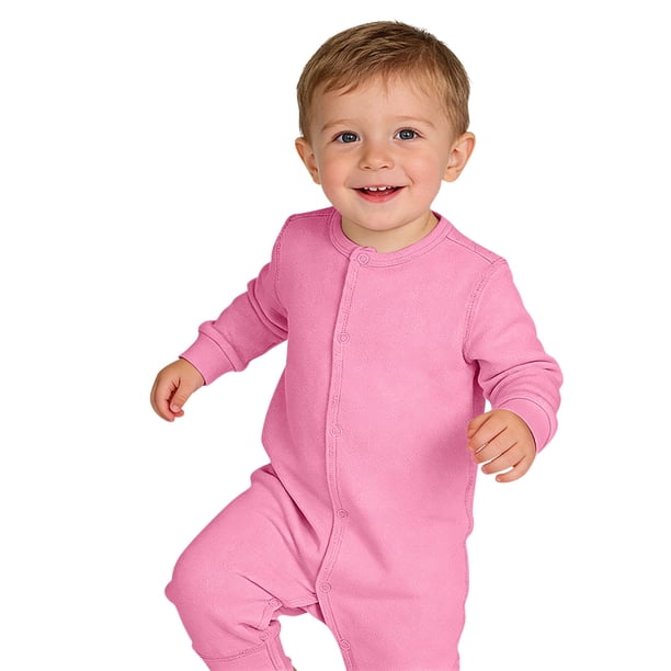 Peleles para niños, adecuados para todas las estaciones, mono para niños y niñas, con botones, manga larga, cuello redondo, lindos, sólidos, largos, de poliéster para niños.