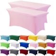 thumbnail image 1 of GFDYREE 2 Pack 6ft Stretch Spandex Pink Table Cover for Standard Folding Tables - Universal Rectangular Fitted Tablecloth Protector for Wedding, Banquet and Party, 1 of 7