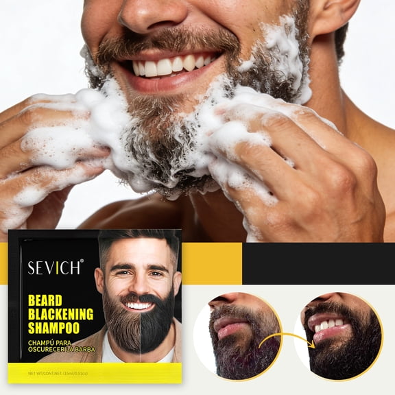Men Beard Coloring Dye, 10Pcs Men's Beard Dye, Cover Grays in 5 minutes, Temporary Dye for Beard Moustache, 15ml Per Sachet