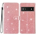 thumbnail image 6 of For Google Pixel 6 Pro Wallet Case Bling Shiny Premium PU Leather with RFID Blocking Card Slots Holder Magnetic Flip Kickstand Shockproof Wrist Strap Cover For Google Pixel 6 Pro, Rosegold, 6 of 7