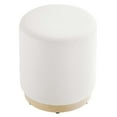 thumbnail image 3 of Tilden 16" Round Performance Velvet Upholstered Ottoman in Alabaster Natural, 3 of 8