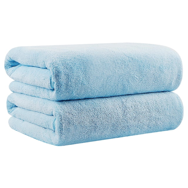 Toallas de baño Orighty, paquete de 2 unidades, microfibra al tacto, color azul