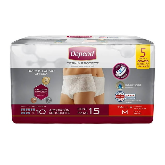 Ropa Interior para incontinencia Depend Unisex unisex mediano 15 pzas