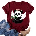 thumbnail image 2 of Camiseta estampada de manga corta con estampado de animales para mujer, cuello redondo, informal, suelta, blusas, camisas, túnicas Pompotops hkajfhjk462400, 2 of 5