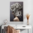 thumbnail image 2 of Elephant Stock Lady Peony Iii Wall Art - Vertical Canvas Wall Art - Hallway Wall Decor - Floral And Botanical Canvas - Gray And Beige Decor - 20" x 30", 2 of 8