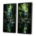 thumbnail image 3 of Designart "Hidden Oasis in the Forest by the Waterfall II" Waterfall Framed Wall Art Set Of 2 - Green Landscapes Gallery Wall Frame Set For Home Decor, 3 of 7