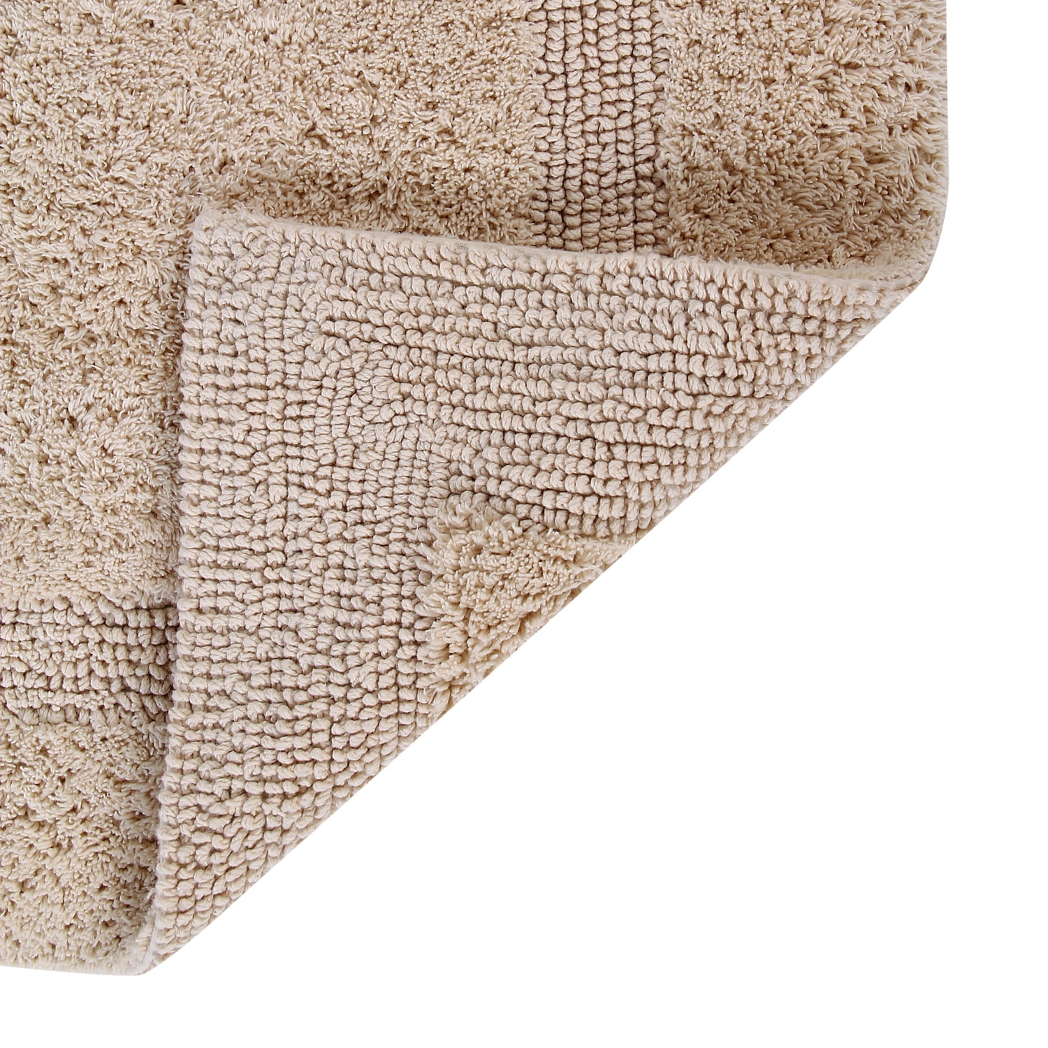 Better Trends Premium 2 Piece Bathroom Rug Set 100% Cotton, Extra Soft Tufted Bath Mat, Water Absorbent & Reversible Mat, Sand Lux Collection