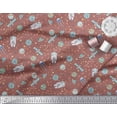 thumbnail image 2 of Soimoi Brown Georgette Viscose Fabric Astronaut & Planet Galaxy Print Sewing Fabric Yard 42 Inch Wide, 2 of 3