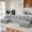 GRAY, variant on Welinhome 131" Modular U-Shaped Sectional Sofa Set, 4-Seater Corduroy Fabric with 2 Chaises & 8 Pillows (Foam+Pocket Spring)