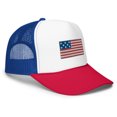 thumbnail image 3 of Embroidered American Flag Foam Trucker Hat (White / Royal / Red), 3 of 3