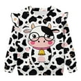 thumbnail image 5 of Xoenoiee Cow Bell Paint Splatter Print Toddler Girl Crewneck Sweatshirt Soft Pullover Sweatshirts Long Sleeve Tops Outfit Kids Clothes Graphic Sweaters, Size 5-6 Years, 5 of 7