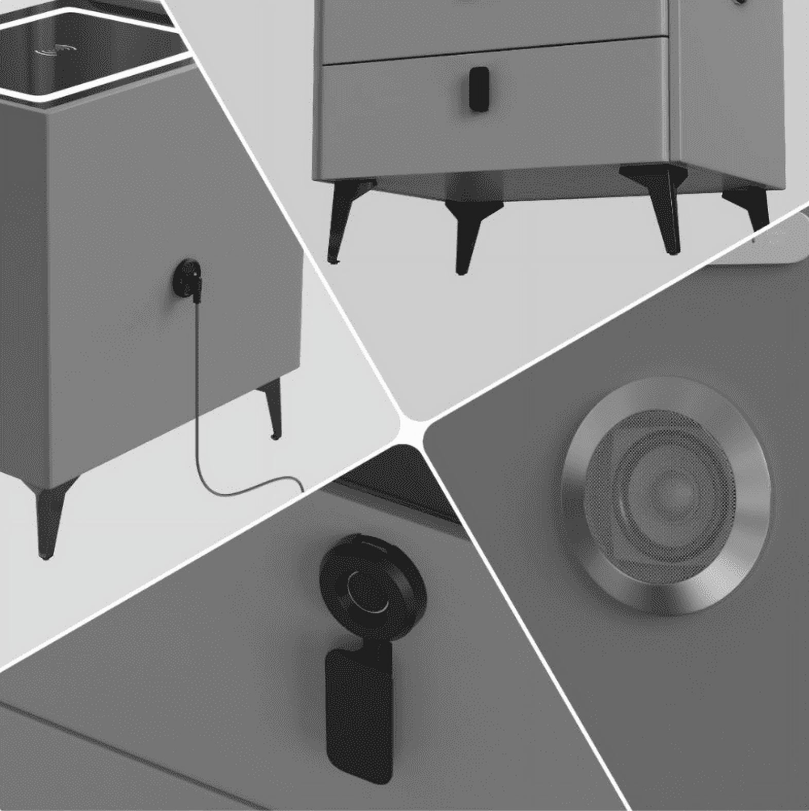 FINE MAKER Modern End Side Table wth Mood Lights & 3 Drawers Bedside Table with Charging Station