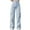 Light Blue, variant on Qingpeng Women Cargo Jeans Elastic High Waist Pants Wide Leg Baggy Denim Pant with Pockets
