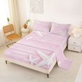 thumbnail image 2 of jejeloiu Coastal Starfish Print Bed Sheets For Girls,Pink Wood Pattern Full Size Sheets,Pink White,4-Piece,1 Flat Sheet, 1 Fitted Sheet and 2 Pillowcases, 2 of 6