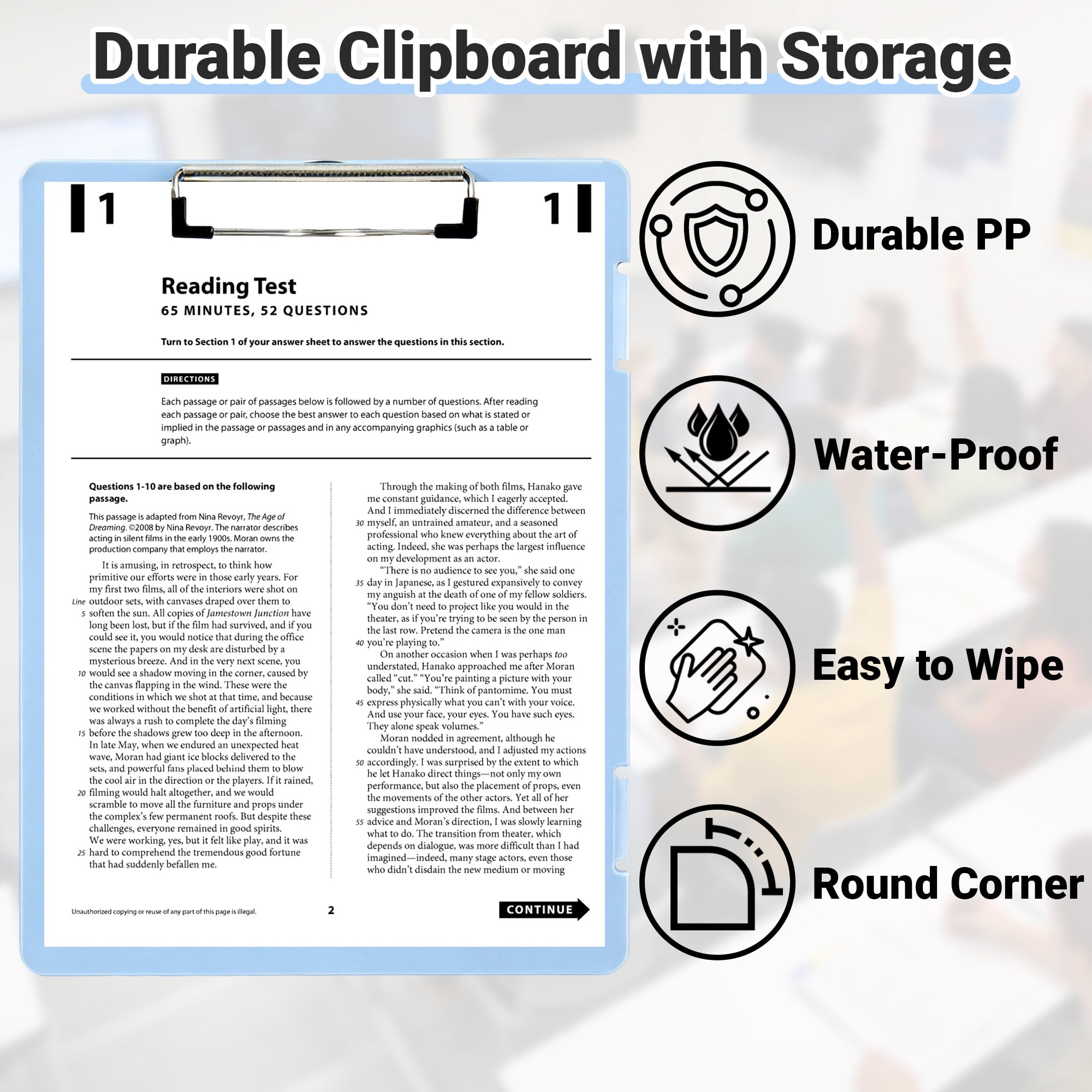 Nursing Clipboard with Storage, Heavy Duty Portable Writing A4 Clip Board with Compartment Organizer, Document Storage Case for Nurses Students Office