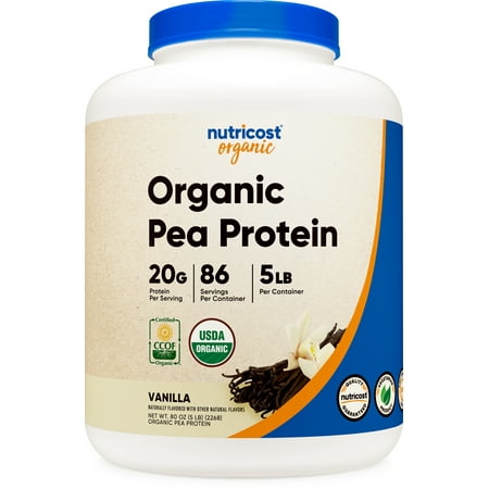 Nutricost Organic Pea Protein Powder Vanilla, 5 Pound, Protein from Plants, Non-GMO