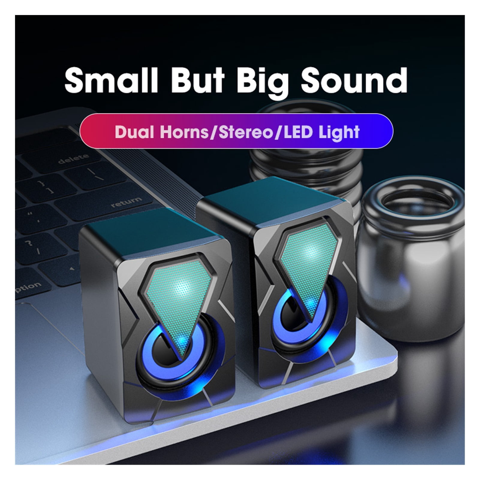 Computer Speakers For Laptop PC Subwoofer 4D Surround Sound Desktop Speaker Colorful LED Light Column Soundbar Theater Box Music ,Quality Sound