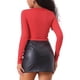 thumbnail image 3 of INSPIRAR CHIC Blusas Cortas de Mujer con Cordón y Fruncido en la Parte Frontal, Cuello en V, Estilo Casual Y2K, Color Rojo M, 3 of 6