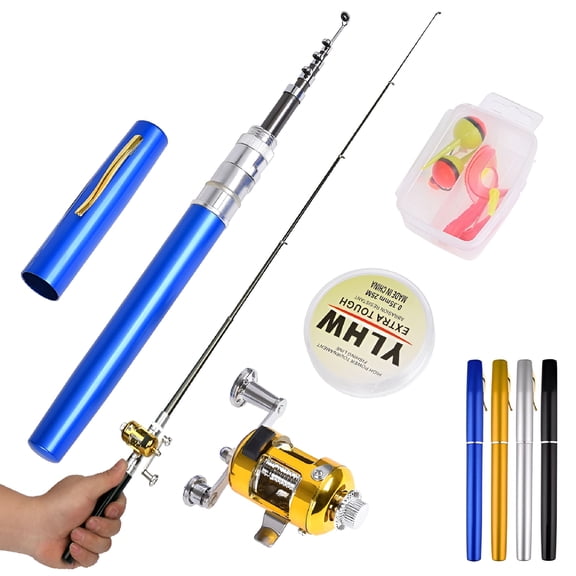 BESTSKY Fishing Rod Reel Combo Set Mini Telescopic Portable Pocket Pen Fishing Rod Pole Reel Lures Baits Jig Hooks Kits