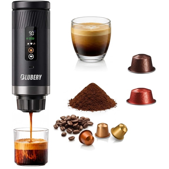 portable espresso maker,travel espresso maker, Self-Heating 20 Bar Espresso Maker, USB-C Battery Operated, Compatible with NS Capsules & Ground Coffee, Car Coffee Maker